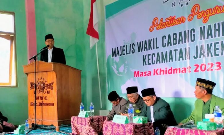 Pelantikan MWCNU Jakenan, Ketua PCNU Ingatkan Pesan K. Ali Maksum