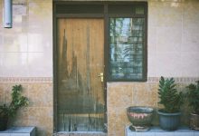 closed brown wooden door