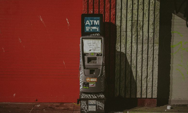 black and gray atm machine