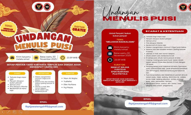 FKPT Jateng Gelar Lomba Menulis Puisi Bertema “Melawan Radikalisme”