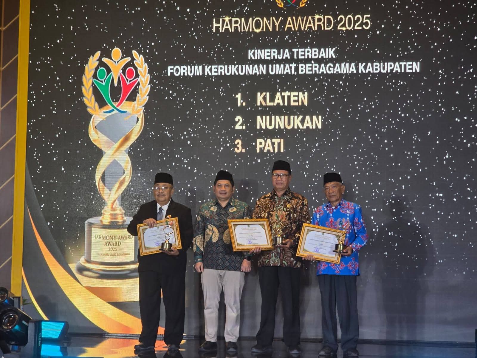 Kemenag Pati Antar FKUB Raih Peringkat III Harmony Award 2025