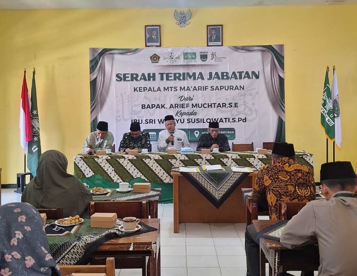 Pelantikan Kepala MTs Ma'arif Sapuran, LP Ma'arif NU Wonosobo Tekankan Lima Amanah Kepemimpinan Nahdliyah